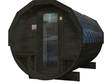 Sauna ogrodowa beczka 2,8m z balkonem Thermo antracyt